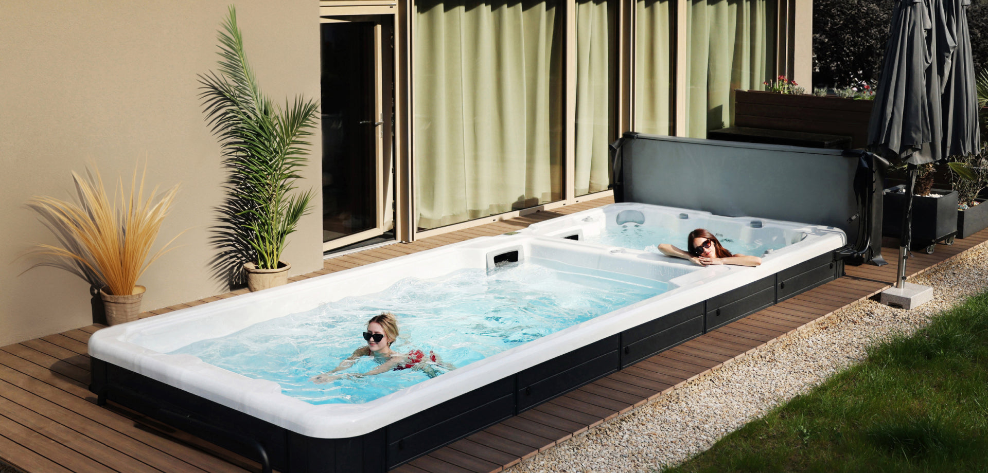 half ingegraven daul kamer zwemspa