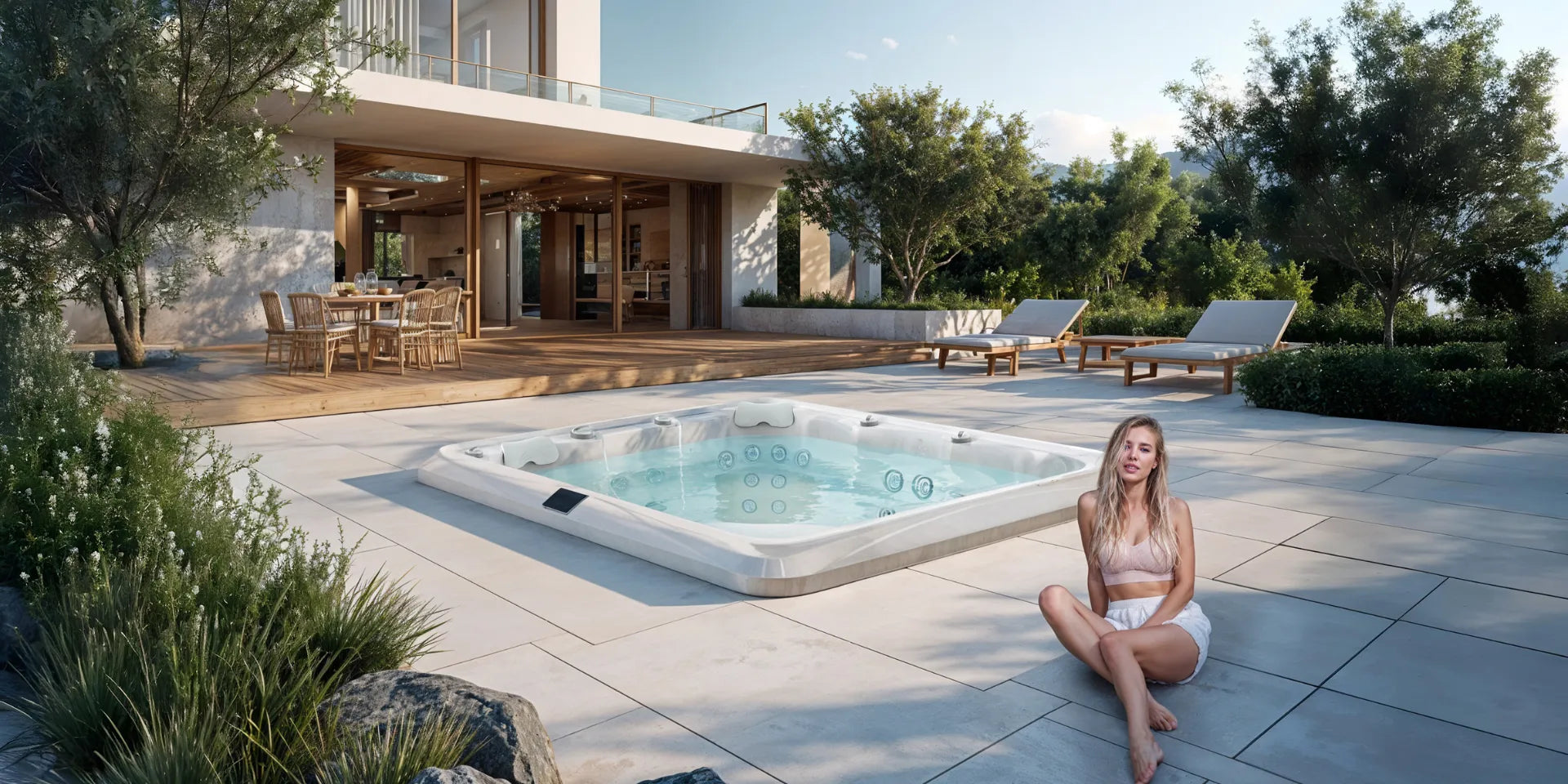 Luxe Hottub in Nederlandse Tuin