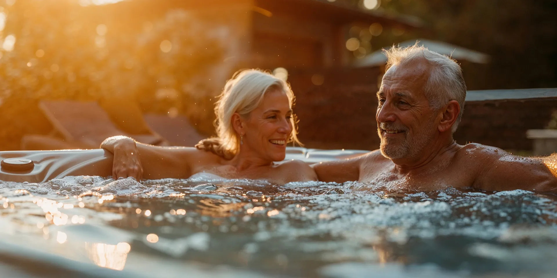 oud echtpaar ontspant in de spa