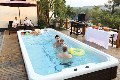 family in swim spa