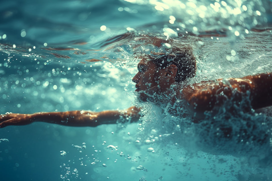 man swimming in water