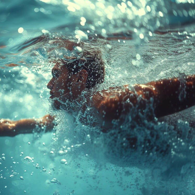 man swimming in water