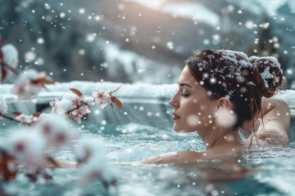 woman in spa with snow