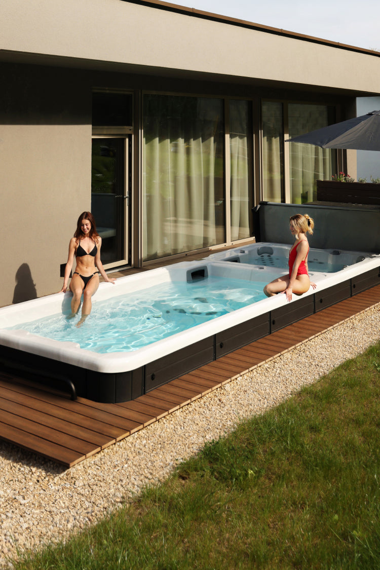 semi inground daul chamber swim spa