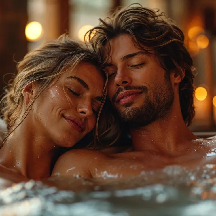 stel ontspant in de spa